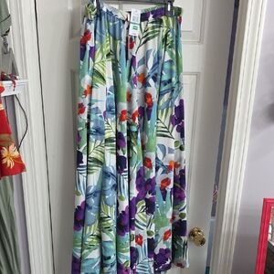 Tropical Floral Maxi Skirt - Purple and Green